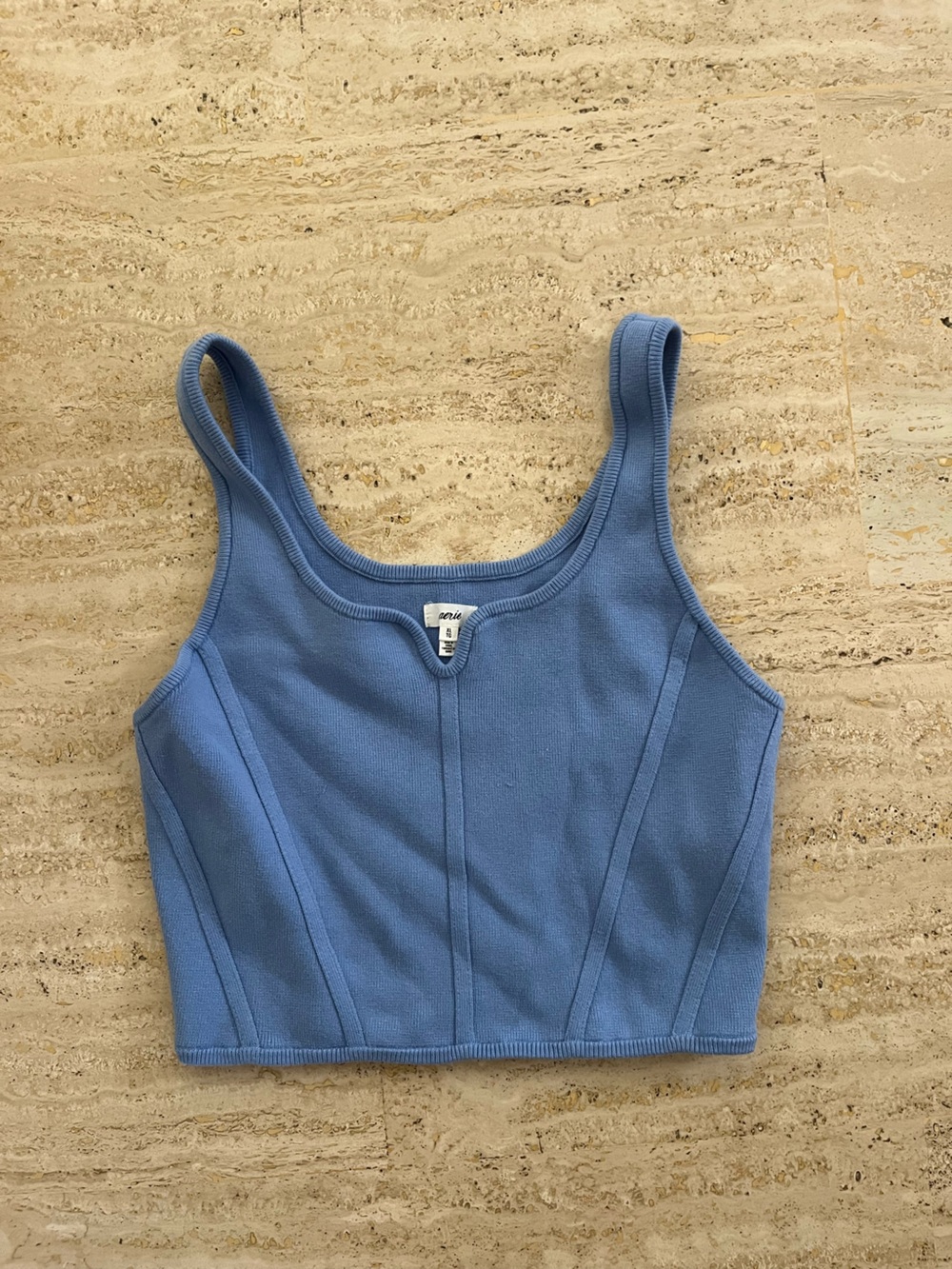 NWOT aerie Cornflower knitted Blue Ribbed Tank